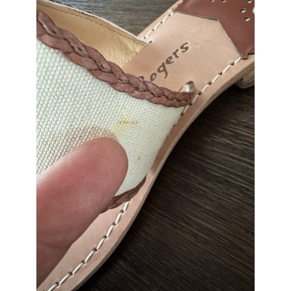 Jack Rogers Anchor Thong Sandals Women’s Size 8 Leather Canvas Flats Resort - Picture 5 of 8